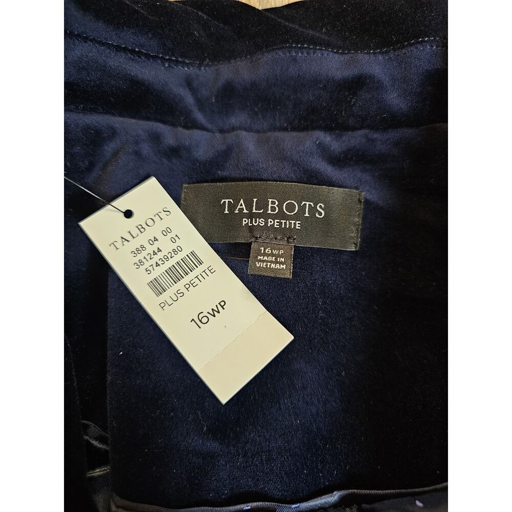 Talbots Blue Velvet Blazer Women's Size 16W Petite NWT Career Preppy Academia - Picture 4 of 8